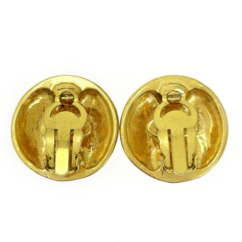 Chanel GP 93p Coco Mark Round Earrings Ladies Gold 369973 Earrings
