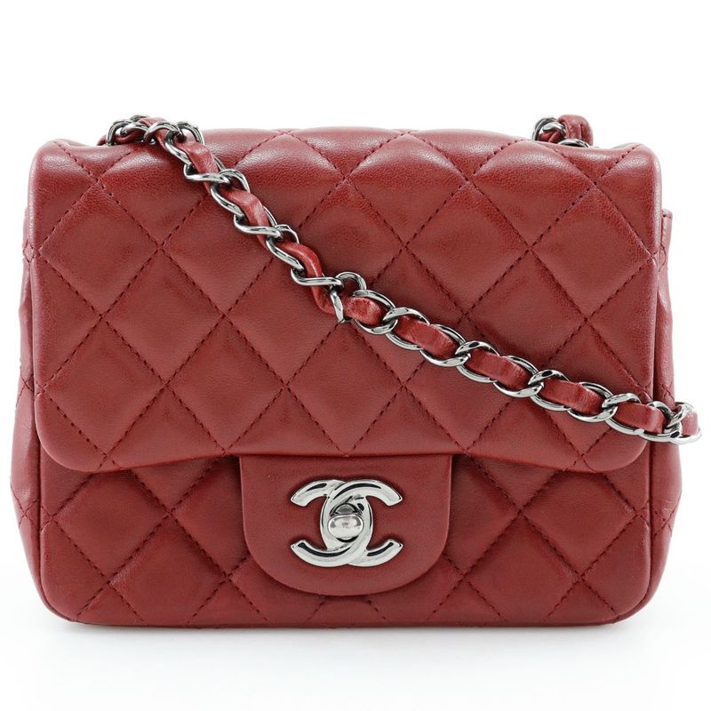 Chanel Mini Chain Shoulder Matelasse Lambskin Red Ladies Shoulder Bag