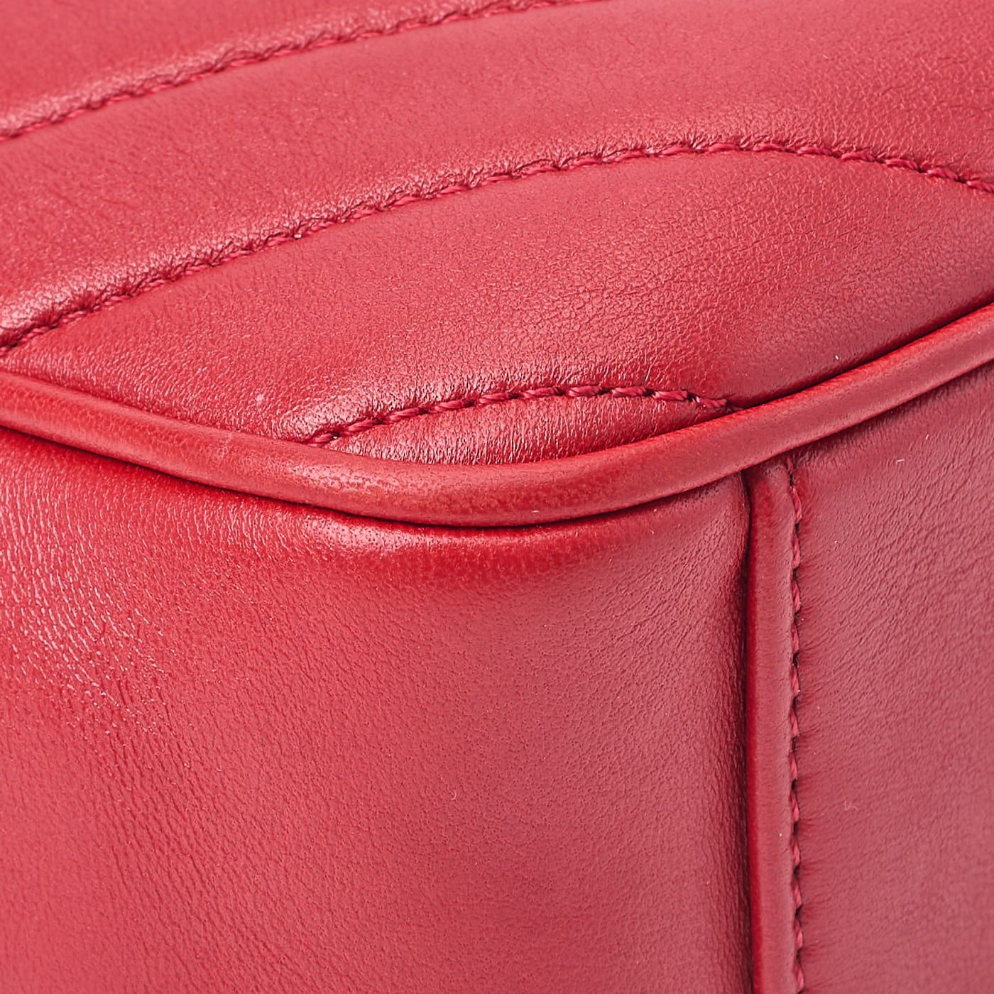 Chanel Diamond Stitching Coco Mark Chain Shoulder Lambskin Red With Gold