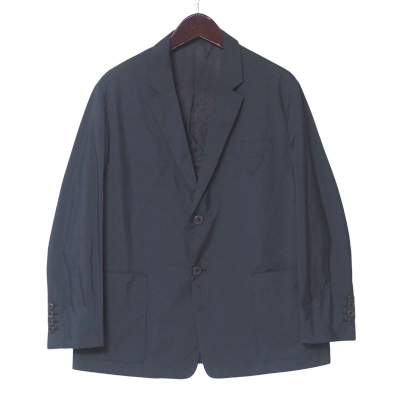 Prada G8240 Tailored Jacket Size 54R Stripe 2B Bleather Single Jacket Triangular