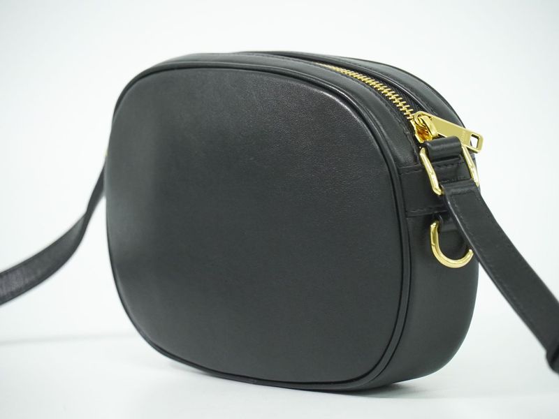 Authentic Celine Ccharm Shoulder Bag Pochette Leather Black Bag Pre-owned