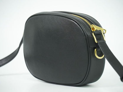 Authentic Celine Ccharm Shoulder Bag Pochette Leather Black Bag Pre-owned