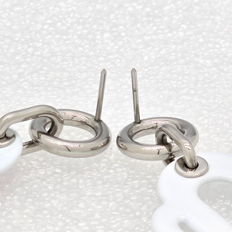 Hermes Attrage Earrings Binaural Enamel White/multicolor Stud Earrings With Box