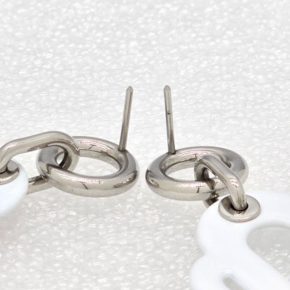 Hermes Attrage Earrings Binaural Enamel White/multicolor Stud Earrings With Box