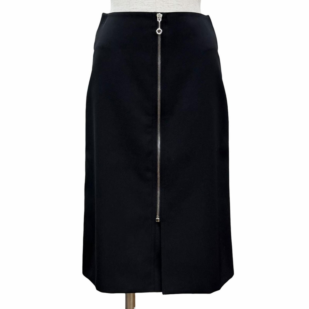 Hermes Wool Center Zip Tight Skirt Black 34