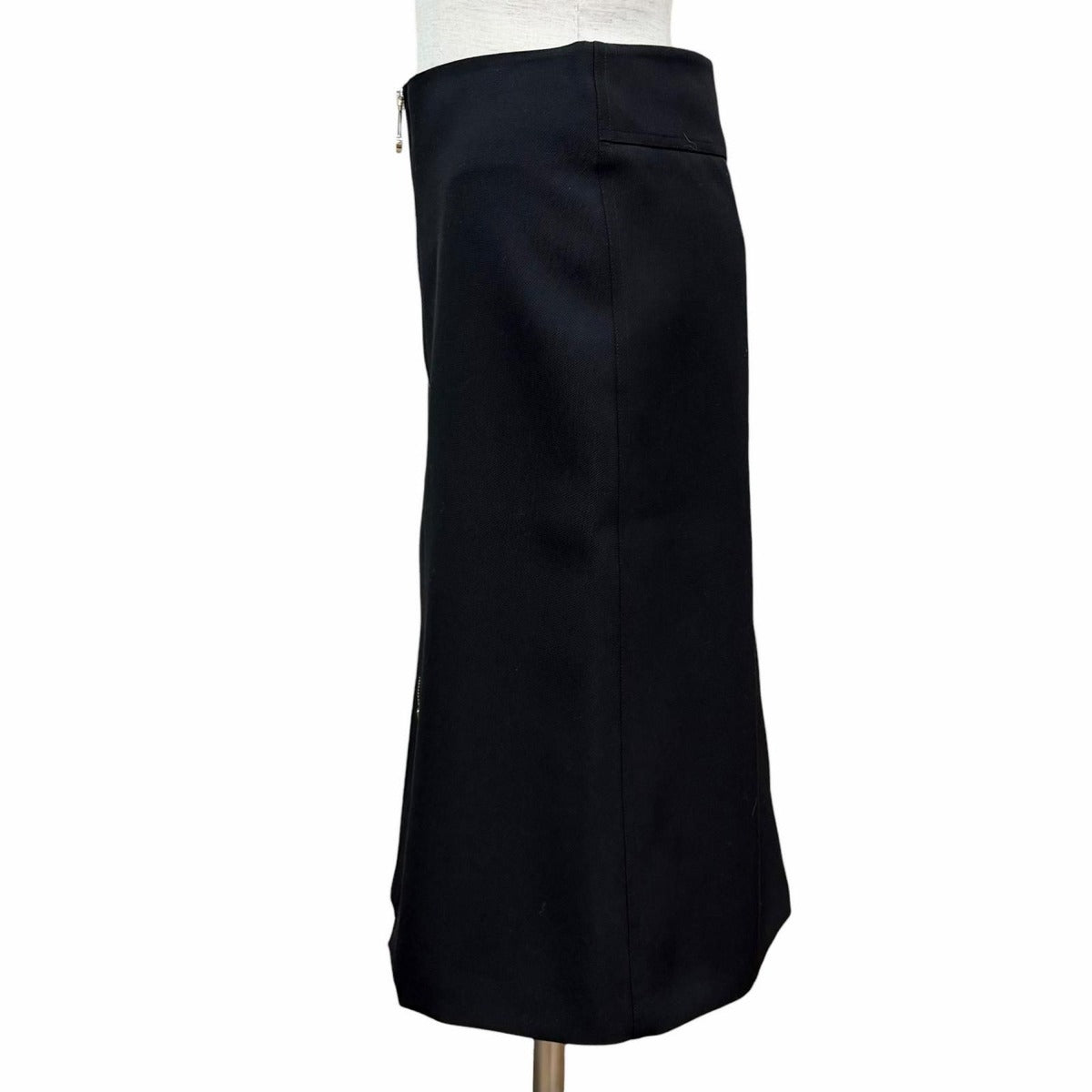 Hermes Wool Center Zip Tight Skirt Black 34 — view 2