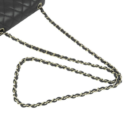 Chanel Chain Shoulder Bag Black Gold Caviar Leather Mini Quilted 20 CC Logo — view 5
