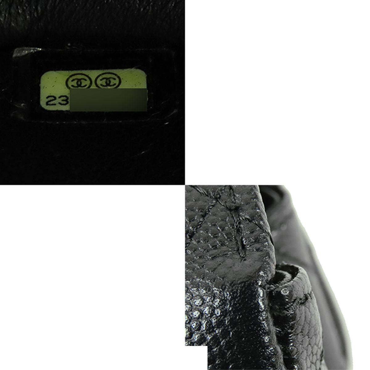 Chanel Chain Shoulder Bag Black Gold Caviar Leather Mini Quilted 20 CC Logo — view 7