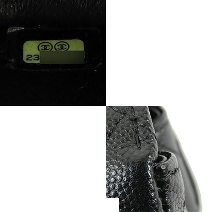 Chanel Chain Shoulder Bag Black Gold Caviar Leather Mini Quilted 20 CC Logo — view 7