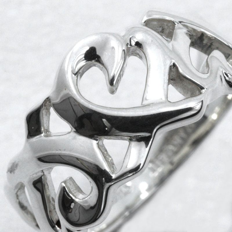 Tiffany & Co Triple Rubbing Heart Paloma Picasso Silver 925 Size 8 Ladies 2.8g