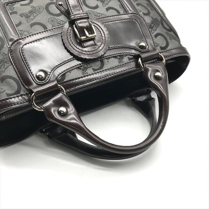 Celine Horse Carriage Signature Hand Tote Enamel Leather Brown