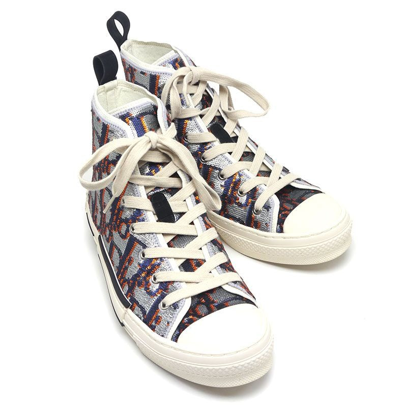 Dior B23 Sequined High Cut Sneakers Size 42 Silver
