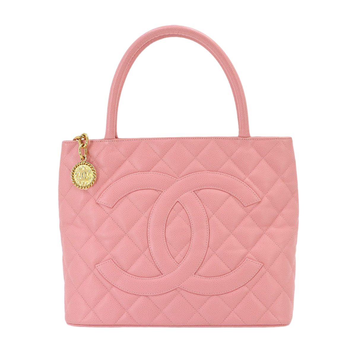 Chanel Reissue Tote Bag Caviar Leather Pink Gold Vintage Medallion