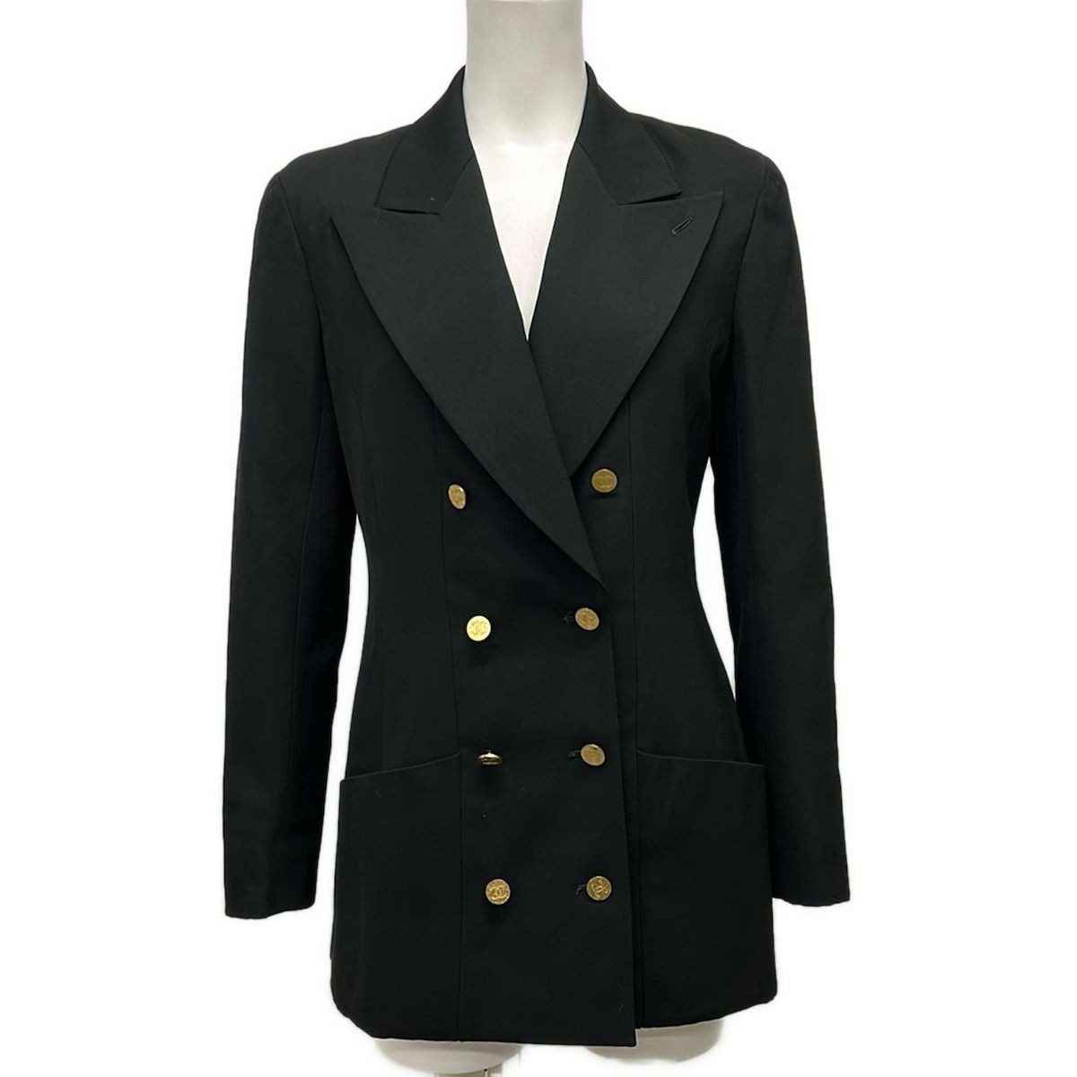 Chanel Jacket 38 M Black Double Wool