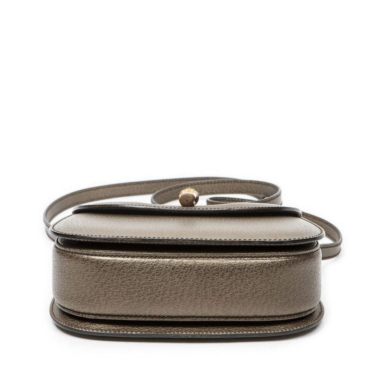 Gucci Small Bamboo Top Handle Flap Bag Blanc Grain Calfskin Leather — view 6