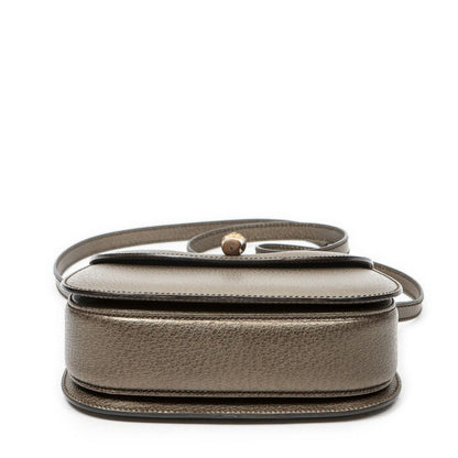 Gucci Small Bamboo Top Handle Flap Bag Blanc Grain Calfskin Leather — view 6
