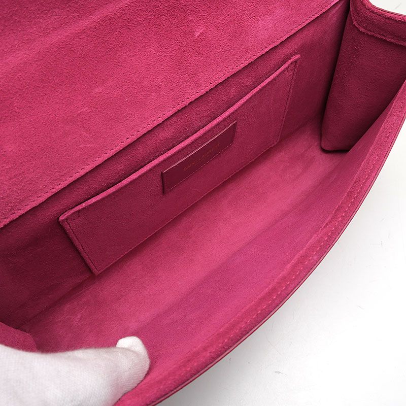 Saint Laurent Wyline Clutch Bag Magenta Pink Leather