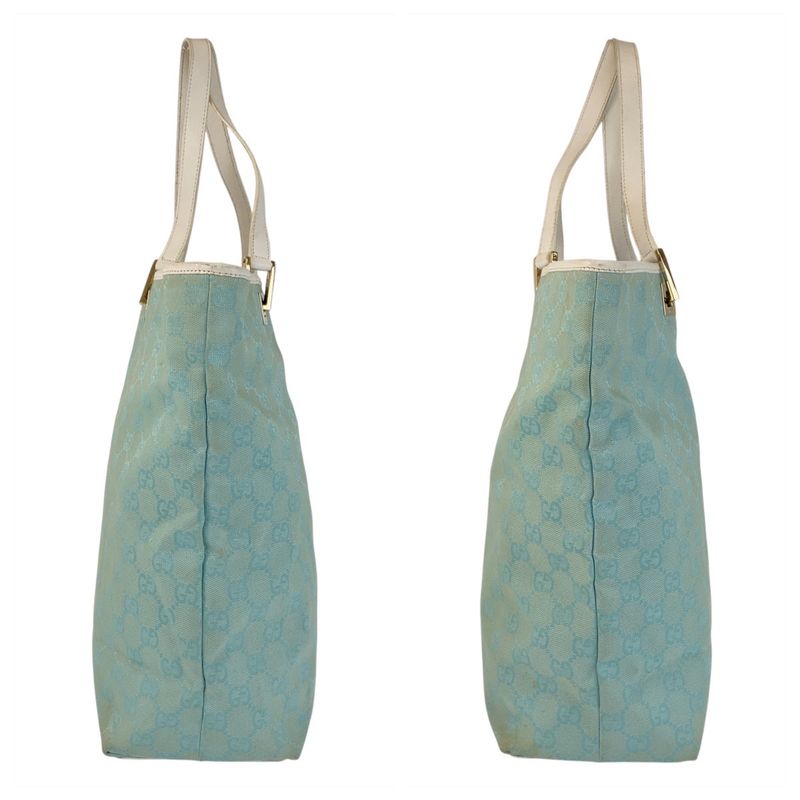 Gucci Mint Light Blue Gold Hardware GG Canvas/leather 002 1098 Tote Bag