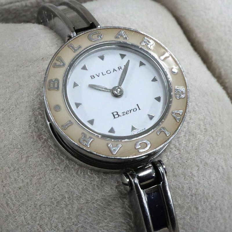 Bvlgari B-zero1 Bz22s White SS Quartz Bangle Watch Ladies Watch Women