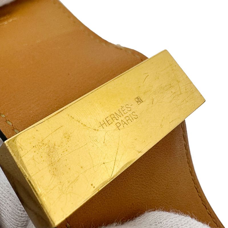 Hermes Bangle Women's Branded Collierd Chien Calf Black Gold Hardware Size XS