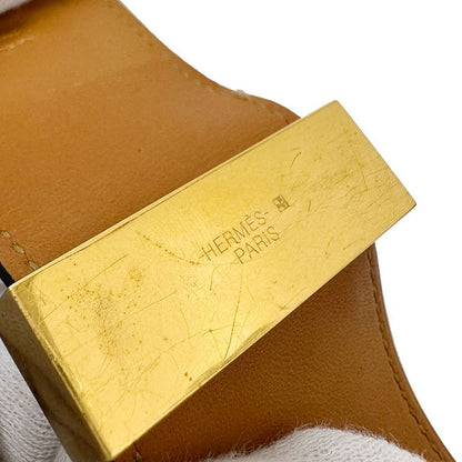 Hermes Bangle Women's Branded Collierd Chien Calf Black Gold Hardware Size XS