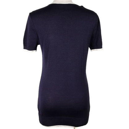 Chanel Short Sleeves 96P P06382 Cotton Navy Blue Ladies Knit