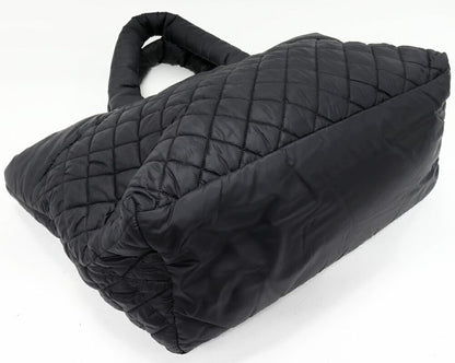 Chanel Hand Tote Bag Coco Cocoon Medium MM Nylon Calf Black X Bordeaux A48611