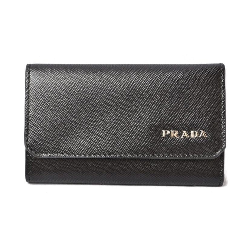 Prada Outlet Key Case Holder 2 M0025 Saffiano Corner Shape Push