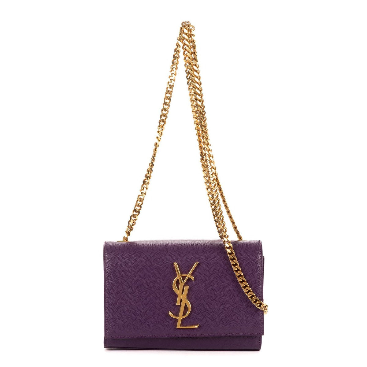 Saint Laurent Yves Kate Purple Grain de Poudre Leather