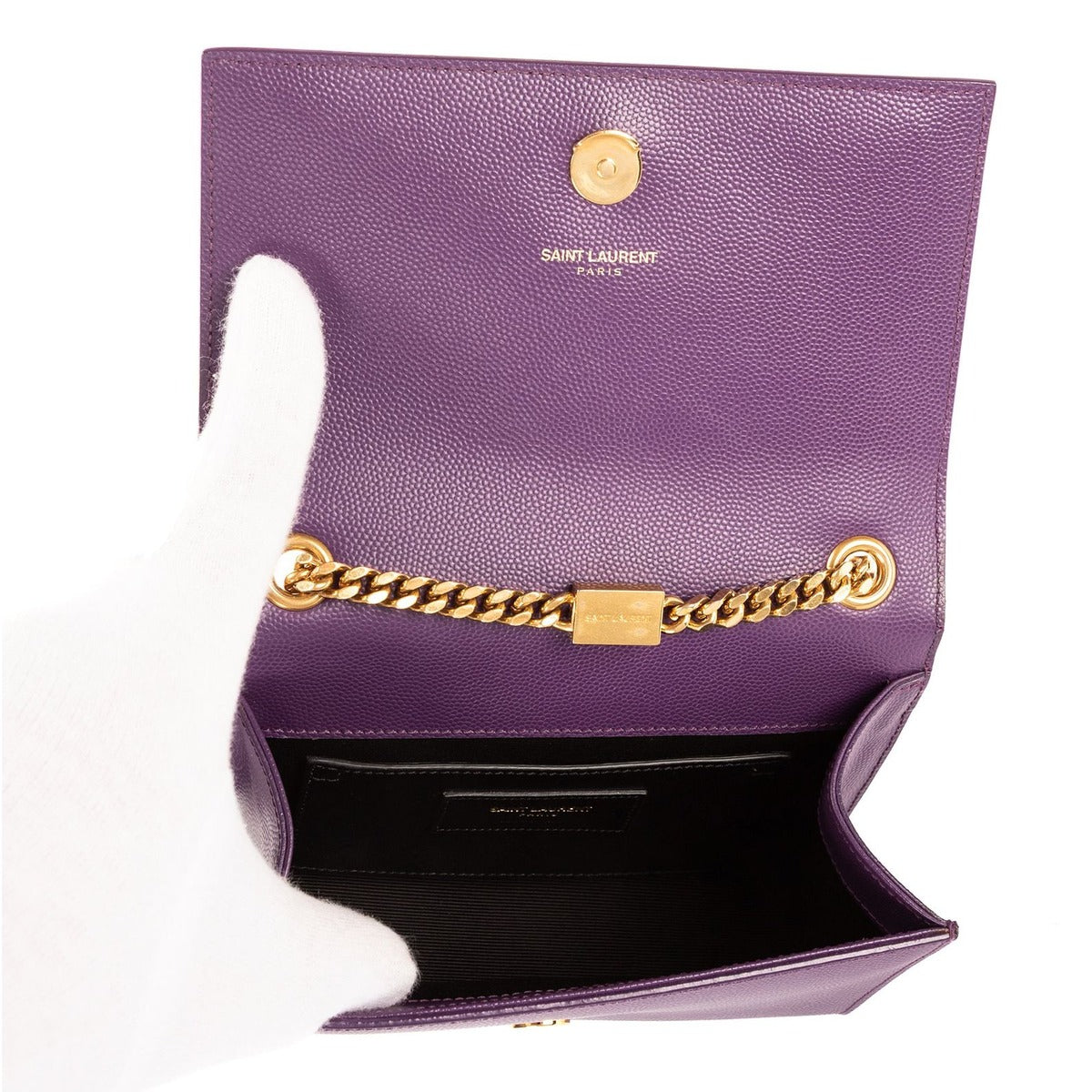 Saint Laurent Yves Kate Purple Grain de Poudre Leather — view 9