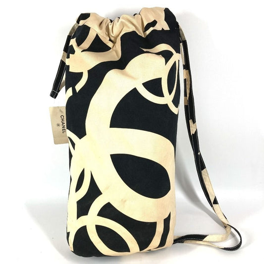 Chanel Shoulder Bag CC Logo Drawstring Cotton White