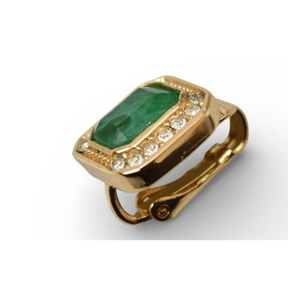Christian Dior Earrings Vintage Rhinestone Green — view 3