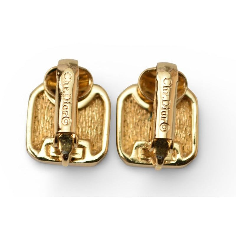 Christian Dior Earrings Vintage Rhinestone Green — view 4