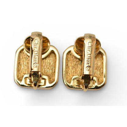 Christian Dior Earrings Vintage Rhinestone Green — view 4