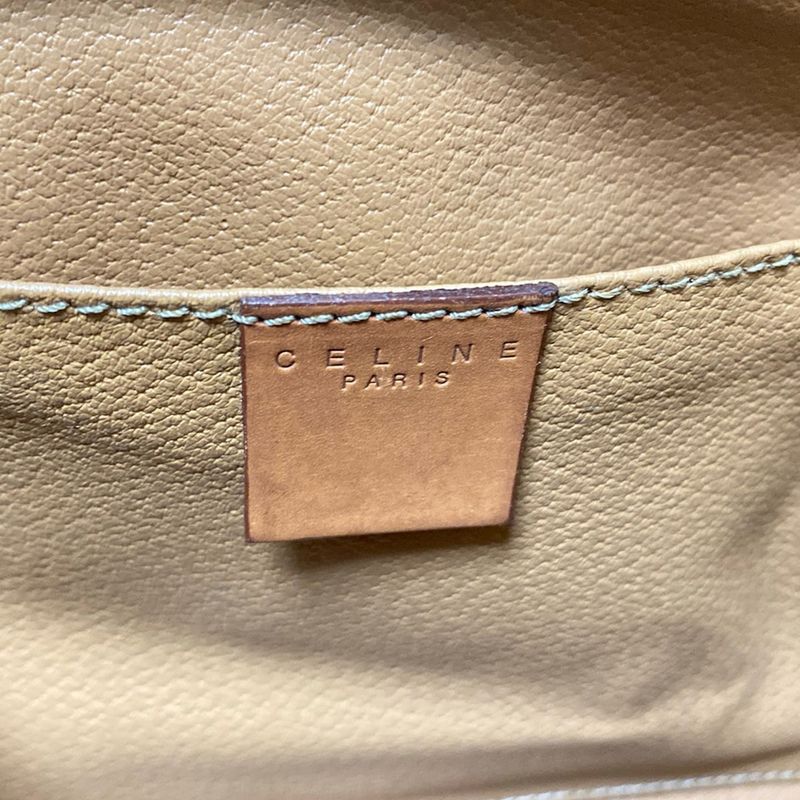 Celine Pouch Macadam Pattern Dark Brown And Brown Leather