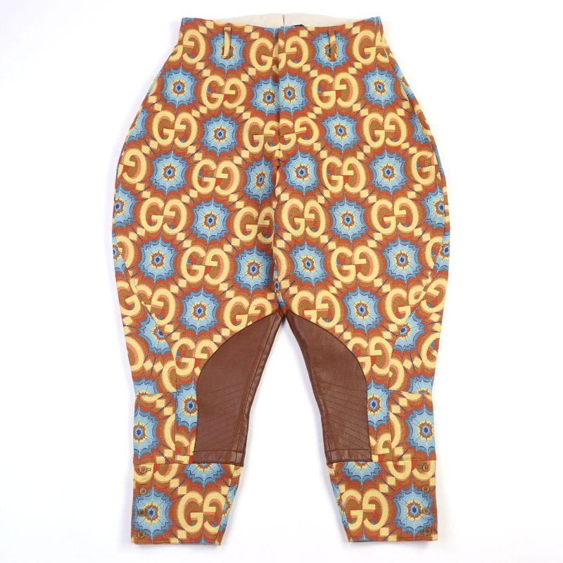 Gucci 675277 Z8asy GG Kaleidoscope Equestrian Inspired Lambleather Used Pants