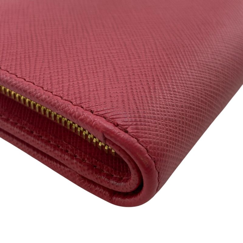 Prada 1ml018 Saffiano Bifold Wallet Branded Coin Purse Bill Pink Ladies