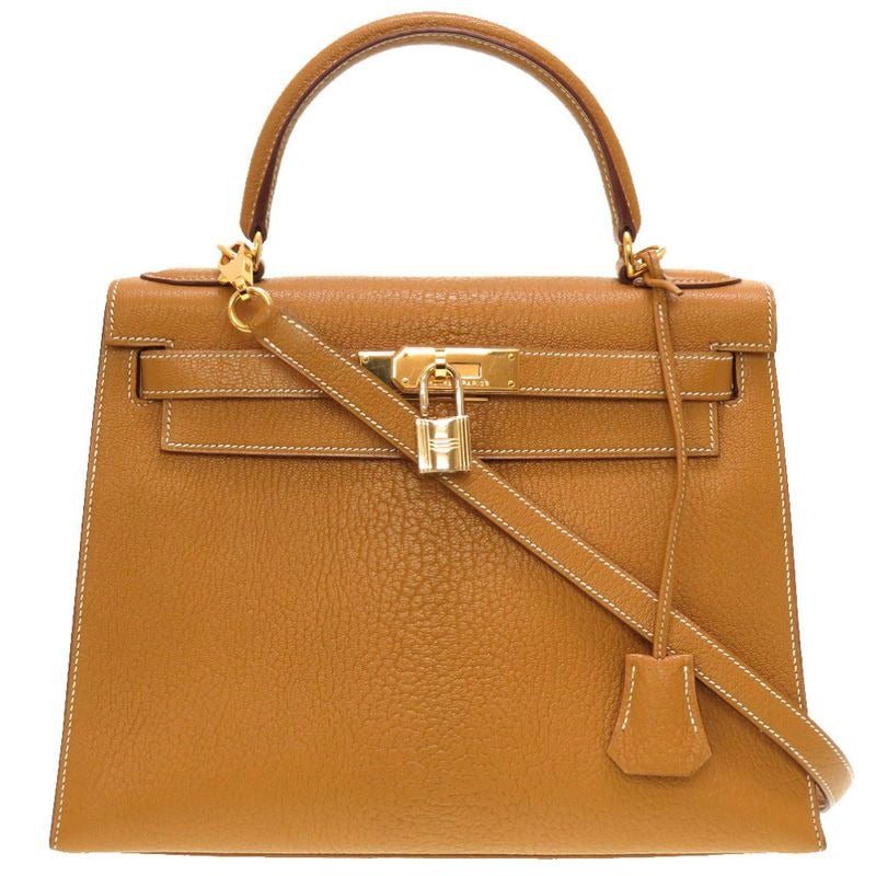 Hermes Kelly 28 Sellier Chevre Coromandel Camel Gold Hardware New