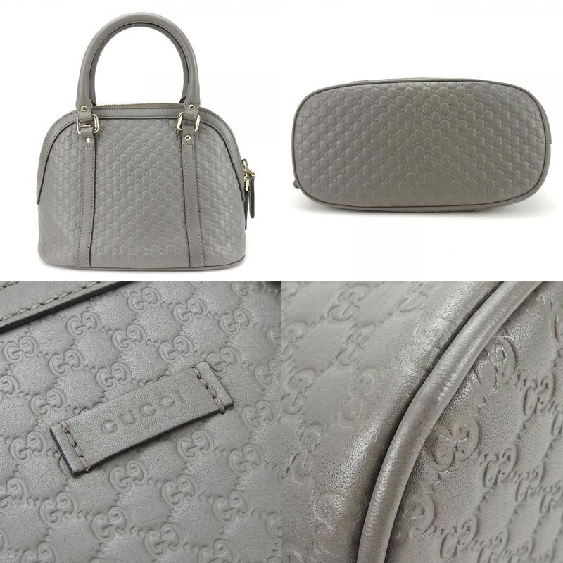 Gucci Handbag 449654 Micro Guccissima Leather Gray Gold Hardware 2WAY Shoulder