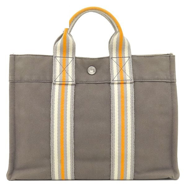 Hermes Tote Fourre Tout PM Canvas Gray Orange White Silver Ginza Limited