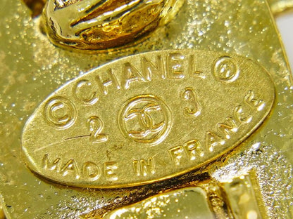 Authentic Chanel Coco Mark Faux Pearl Earrings GP Gold Plated White Coco Mark