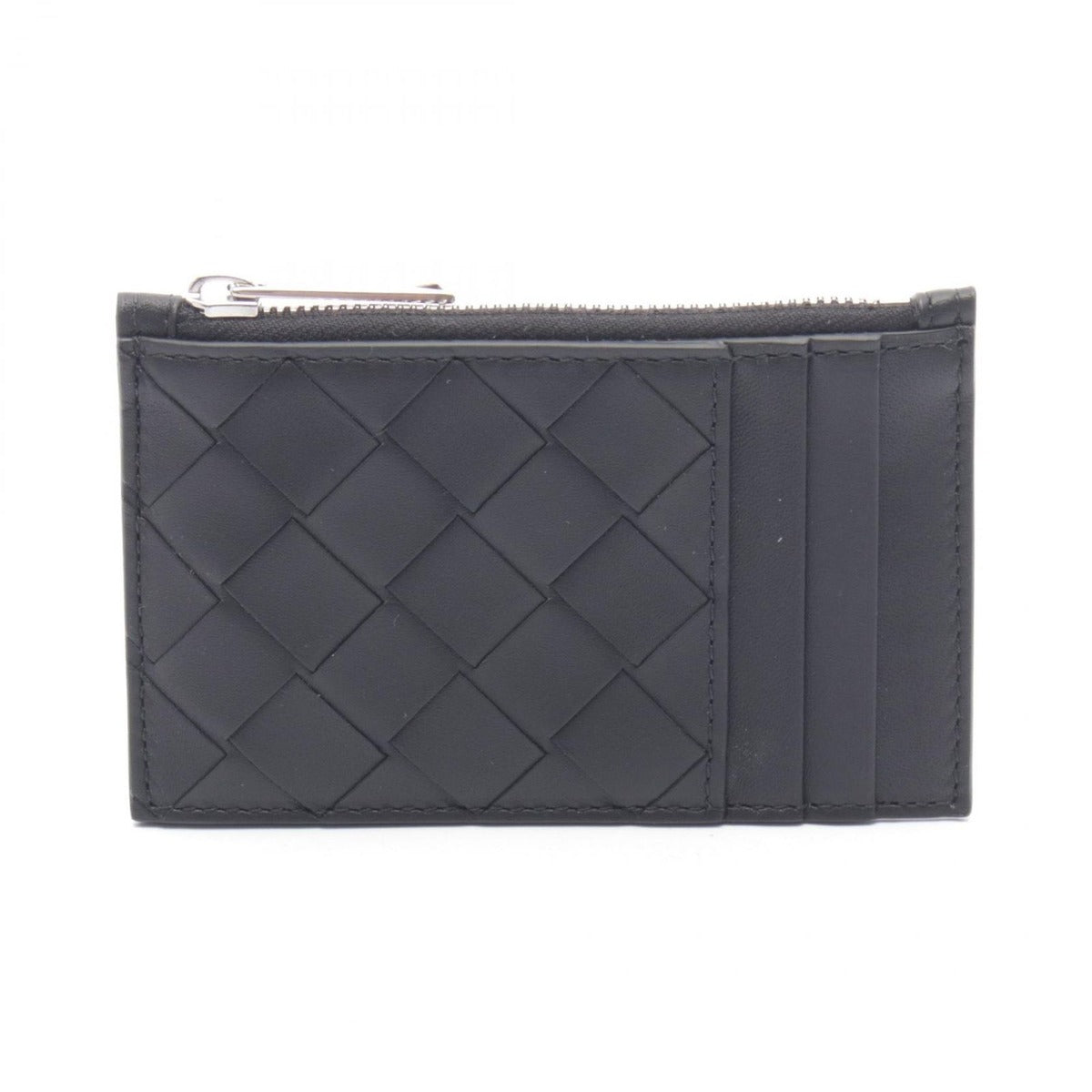 Bottega Veneta Coin Case Intrecciato Black Leather