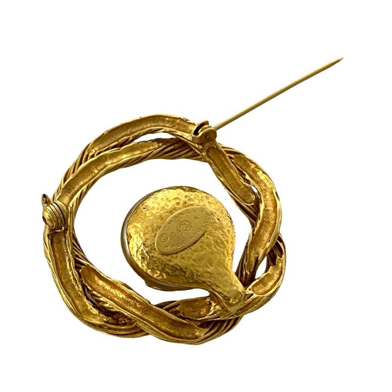 Chanel Vintage Coco Mark Motif GP Fake Pearl Brooch 94A