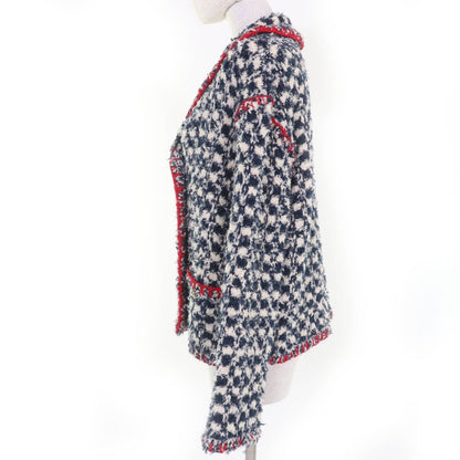 CHANEL P70340k10023 Linen Cotton Coco Button Tweed Jacket Navy 36 Made In Italy