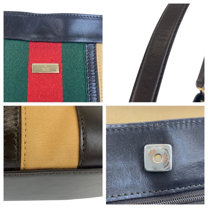 Gucci Sherry Line Beige Brown Gold Hardware Canvas/leather 001 4231 Shoulder