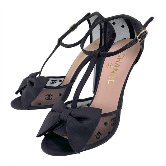 Chanel Ribbon Mesh Coco Mark Sandals