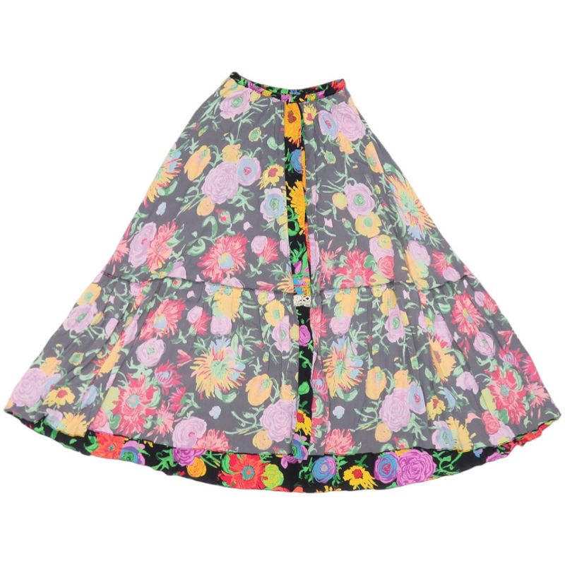 Gucci Ken Scott Print Rayon Cotton Black Long Skirt 1113 Gucci