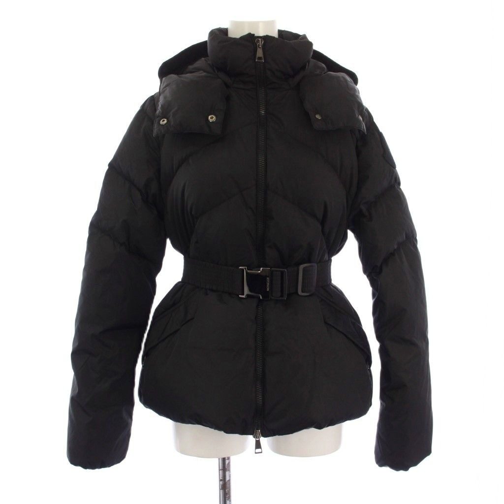 Moncler Aloes Giubbotto Down Jacket Outer Hood with Belt 0 Black YT