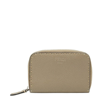 Fendi Selleria Coin Purse Gray Leather