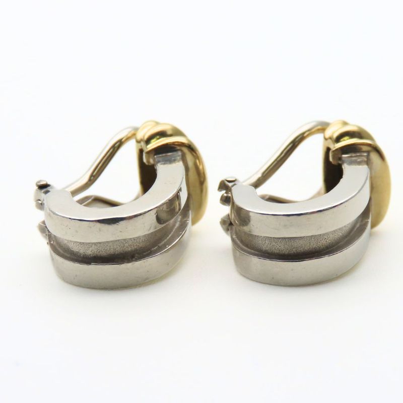 Tiffany & Co Earring Grooved Silver 925 18K Approx 8.1g Silver Gold Combination
